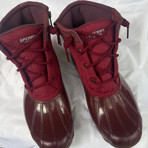Sperry Maroon Waterproof Boots Size 9 - Picture 1 of 7
